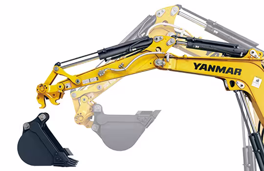 バケットの付け外しがカンタン。油圧式クイックヒッチ